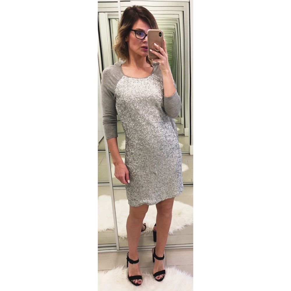 Ted Baker Wiyo Sequin Gray Panel Dress
